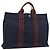 Hermès Borsa Fourre Tout MM HERMES in tela blu navy e argento Auth fm5406