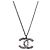 Collana CHANEL COCO Mark Stone in metallo argento CC Autentica yk20638M