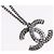 Collana CHANEL COCO Mark Stone in metallo argento CC Autentica yk20638M - vista 3