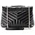 SAINT LAURENT - Borsa a tracolla Loulou Medium in pelle liscia nera Nero - vista 3
