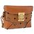 Bolsa de ombro MCM Vicetos em PVC e couro marrom com detalhes dourados Auth ka5379