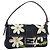 FENDI Borsa a Spalla Mamma Baguette con Ricamo Floreale Denim Navy Auth yk20668SM Blu navy