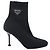 SOCK STIEFEL aus Leder und Stoff mit Prada Triangle Logo, Schwarz, Größe EU 38