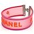 Bracciale Chanel in resina rosa traslucida con logo arancione e fiori Metallico
