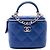 Chanel Blue Mini CC Matelassé in agnello con manico superiore e catena Vanity Case