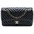 Chanel Black Medium Classic Chevron Crumpled Calfskin Double Flap Nero