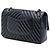 Chanel Black Medium Classic Chevron Crumpled Calfskin Double Flap Nero - vista 2