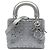 Lady Dior em cetim cinza mini com detalhes cannage e adornos de cristal Dior