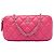 Clutch Chanel Pink CC de piel de cordero acolchada con doble cremallera y cadena Rosa