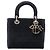 Dior Cannage Lady D Lite in tela ricamata nera, misura Medium Nero