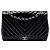 Chanel Black Jumbo Classic Chevron Patent Single Flap Nero