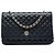Chanel gesteppte schwarze Lammhaut-Wallet On Chain mit Wappen