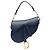 Borsa Saddle in pelle di vitello granulata blu Dior Blu navy