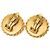 Orecchini Chanel Gold CC placcati oro e smalto rotondo con clip D'oro - vista 2