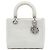 Dior Cannage Lady D Lite em lona bordada branco Medium Cru