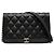 Portafoglio Chanel Boy Black Mini Quilted Caviar con catena Nero