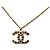 Collana con pendente Chanel Gold CC placcato oro e strass D'oro - vista 3