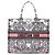 Dior Book Tote aus weißer bestickter Canvas Butterfly Around The World Large