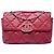 Chanel Red Quilted Calfskin Double Stitch Hamptons Clutch with Chain