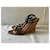 Chloé Sandali con zeppa Chloe Marrone Rosso Verde Giallo Metallico - vista 4