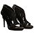 Sandali con tacco e frange in camoscio nero Pierre Balmain