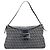 FENDI Zucchino Canvas Mamma Baguette Borsa a Spalla Navy Silver Auth ep15583 Argento Blu navy - vista 2
