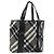 Borsa Tote BURBERRY Nova Check in nylon nero argento Auth ep15157