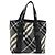 Borsa Tote BURBERRY Nova Check in nylon nero argento Auth ep15157 - vista 3