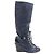 Chanel Wildleder x Lack Stiefel Lang Schwarz x Navy G27002, Größe 37 EU Marineblau