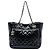 Chanel Black CC Quilted Patent Chic And Glitter Ligne Timeless Tote Nero