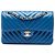 Chanel Blue Small Classic Chevron Lambskin Double Flap