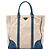 Prada Beige Saffiano Canvas Tote mit Besatz Dunkelblau