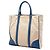 Prada Beige Saffiano Canvas Tote mit Besatz Dunkelblau - Ansicht 2