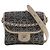 Chanel Gray Camellia Printed Canvas Double Side Flap Marrone