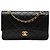 Chanel Black Medium Classic Lambskin Double Flap Nero