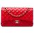 Chanel Red Medium Classic Lambskin Double Flap Rosso