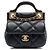 Chanel Black CC gestepptes Kalbsleder Lady Kartenetui mit Chain Top Handle Tasche Schwarz