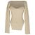 Khaite Maddy Langarmshirt aus gerippter Viskose in Creme Weiß Roh
