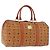 Borsa Boston MCM Logogram Vicetos in PVC e pelle Marrone Oro Auth 193130 D'oro
