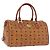 Borsa MCM Vicetos Logogram PVC Pelle 2way Marrone Oro Auth 193981 D'oro
