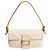 Fendi Baguette Tasche aus weißem Canvas und gelbem Python Silber Hardware