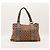 Borsa shopper Gucci Monogram Canvas Bamboo Marrone Beige - vista 3