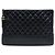 Chanel Black Large Aged Calfskin Gabrielle O Case Clutch Nero