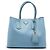 Prada Blue Large Saffiano Cuir Double Satchel Azul Azul claro