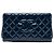 Clutch Chanel Blue CC Quilted Patent Timeless Blu navy