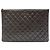 Clutch Chanel Gray Large Crinkled Patent O Case Castaño Gris antracita