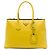 Prada Borsa Double Tote in Pelle Saffiano Gialla Giallo