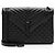Borsa a Spalla Large Mixed Matelasse Grain de Poudre Monogram Saint Laurent Nero