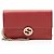 Cartera con cadena entrelazada G en piel de becerro granulada Gucci Roja