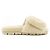 Sandali slide in shearling con logo Triangle Prada Beige